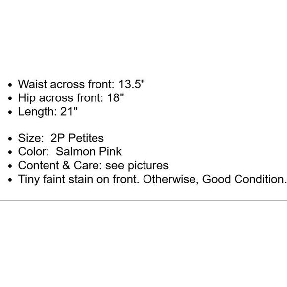 Talbots Skirt Petites 2P Salmon Pink Stretch Cotton Denim Jean Pockets Tiny Flaw - Picture 4 of 10